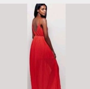 Free People Orange Pleated Pleasures Maxi Dre…